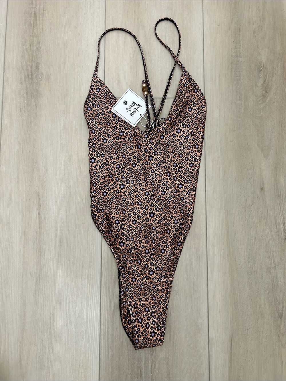 Mikoh Leopard-Print One-Piece Swimsuit in Tan and Black